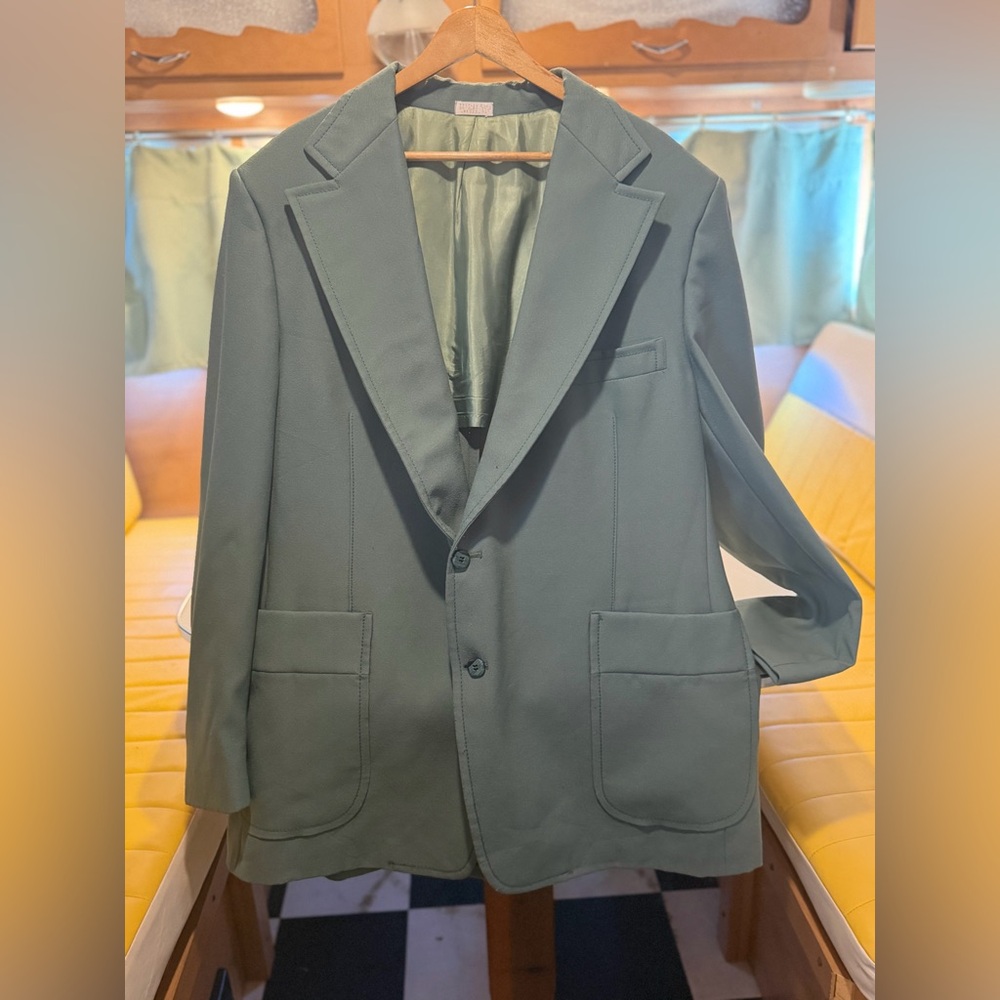 Vintage Green Single-Breasted Blazer